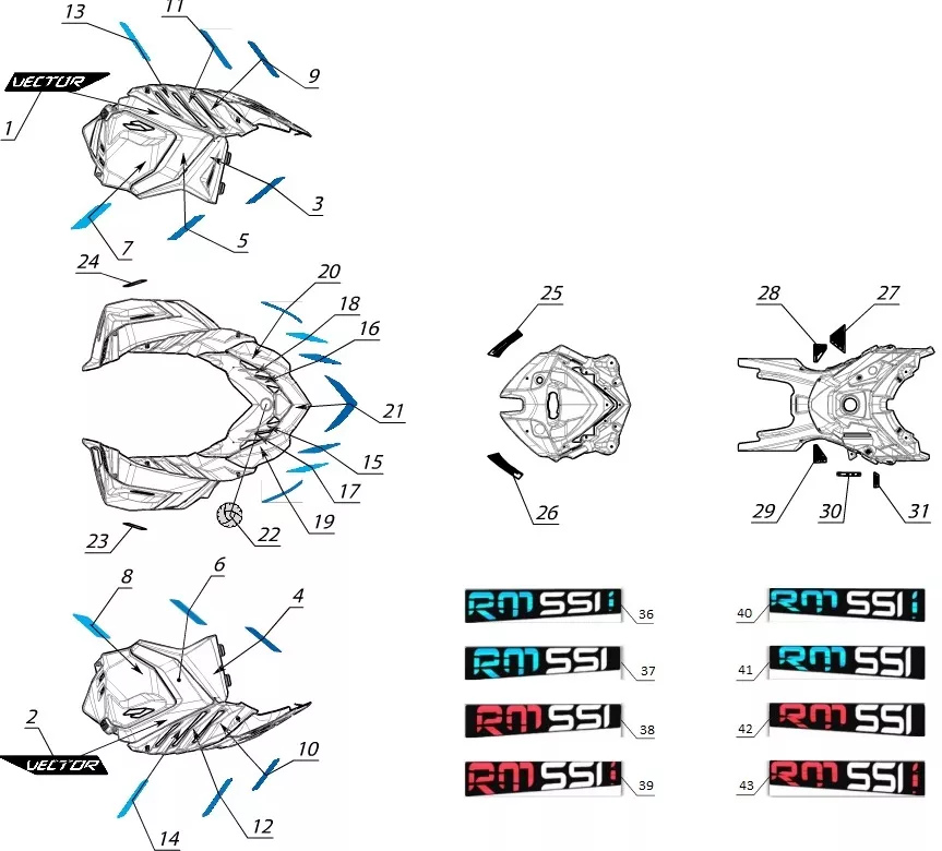 Наклейки на снегоход RM Vector 551-551i
