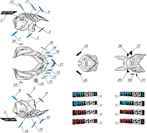 Наклейки на снегоход RM Vector 551-551i