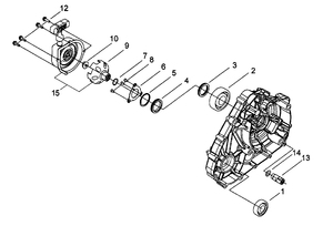 Двигатель (Крышка левого картера)Ручной стартер